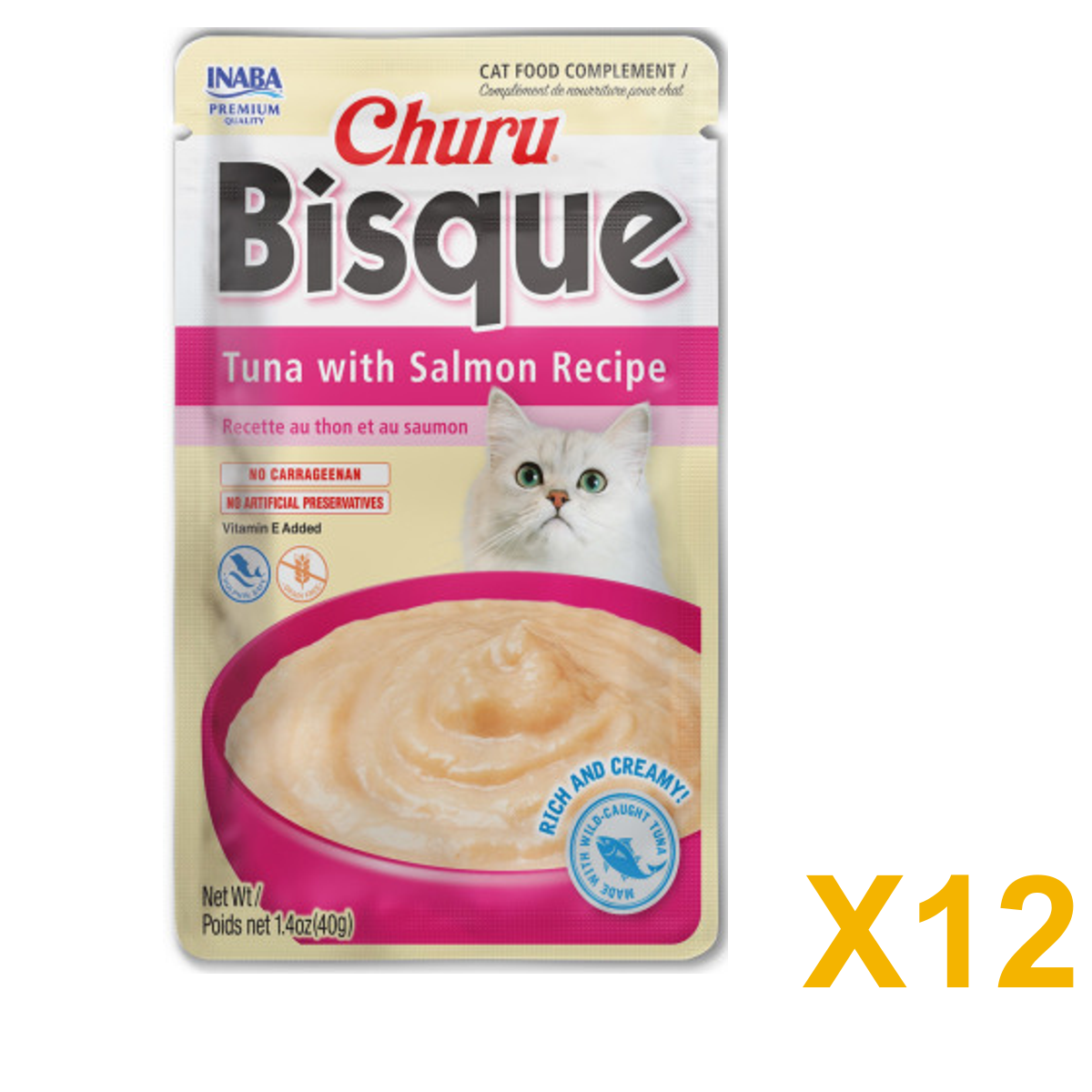 INABA INABA CAT Churu BISQUE (Tuna with Salmon) 12 Pack (12 × 40 g) X12 quantity-marked product image