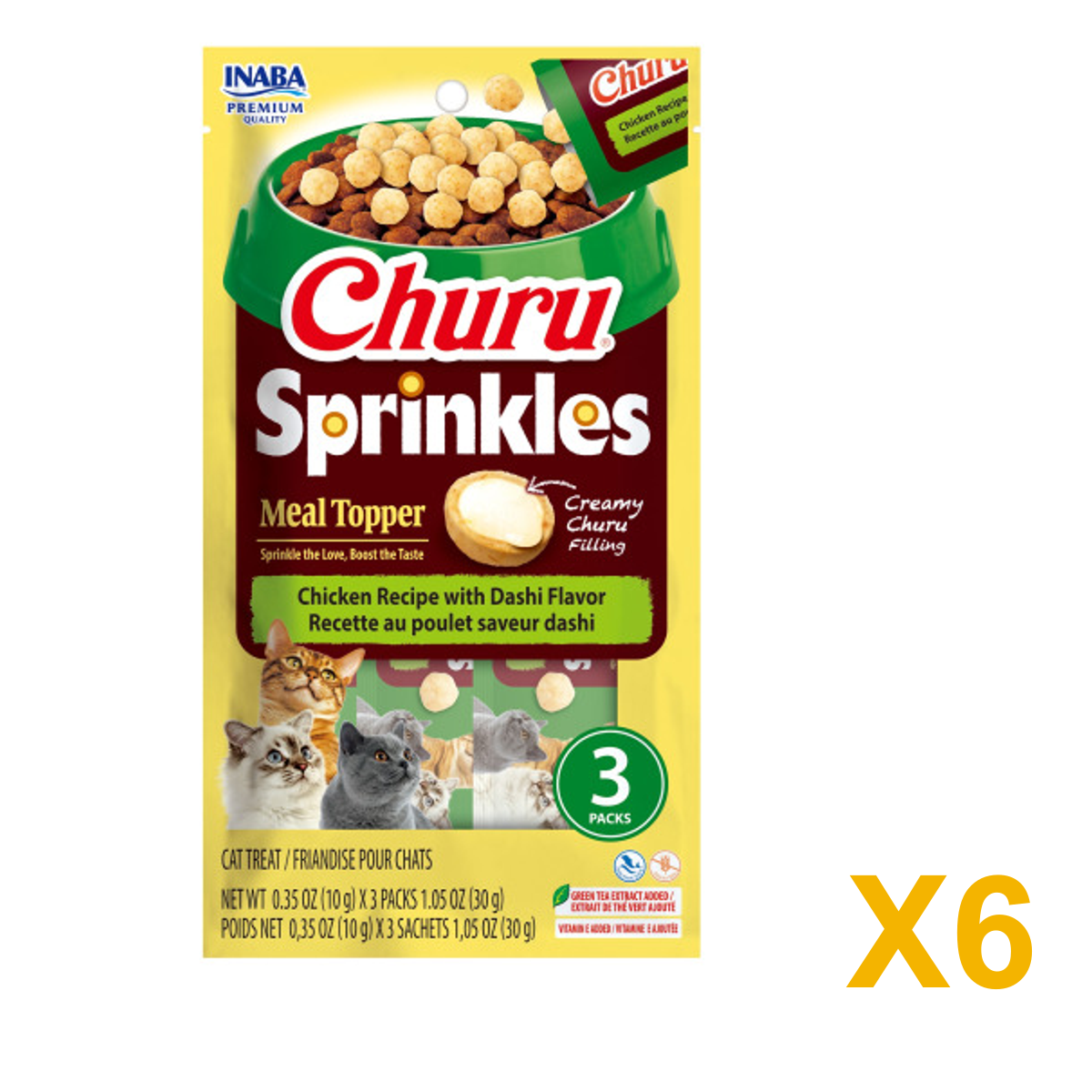 INABA INABA CAT Churu SPRINKLES (Chicken with Dashi) 6 Pack (6 × 30 g) X6 quantity-marked product image