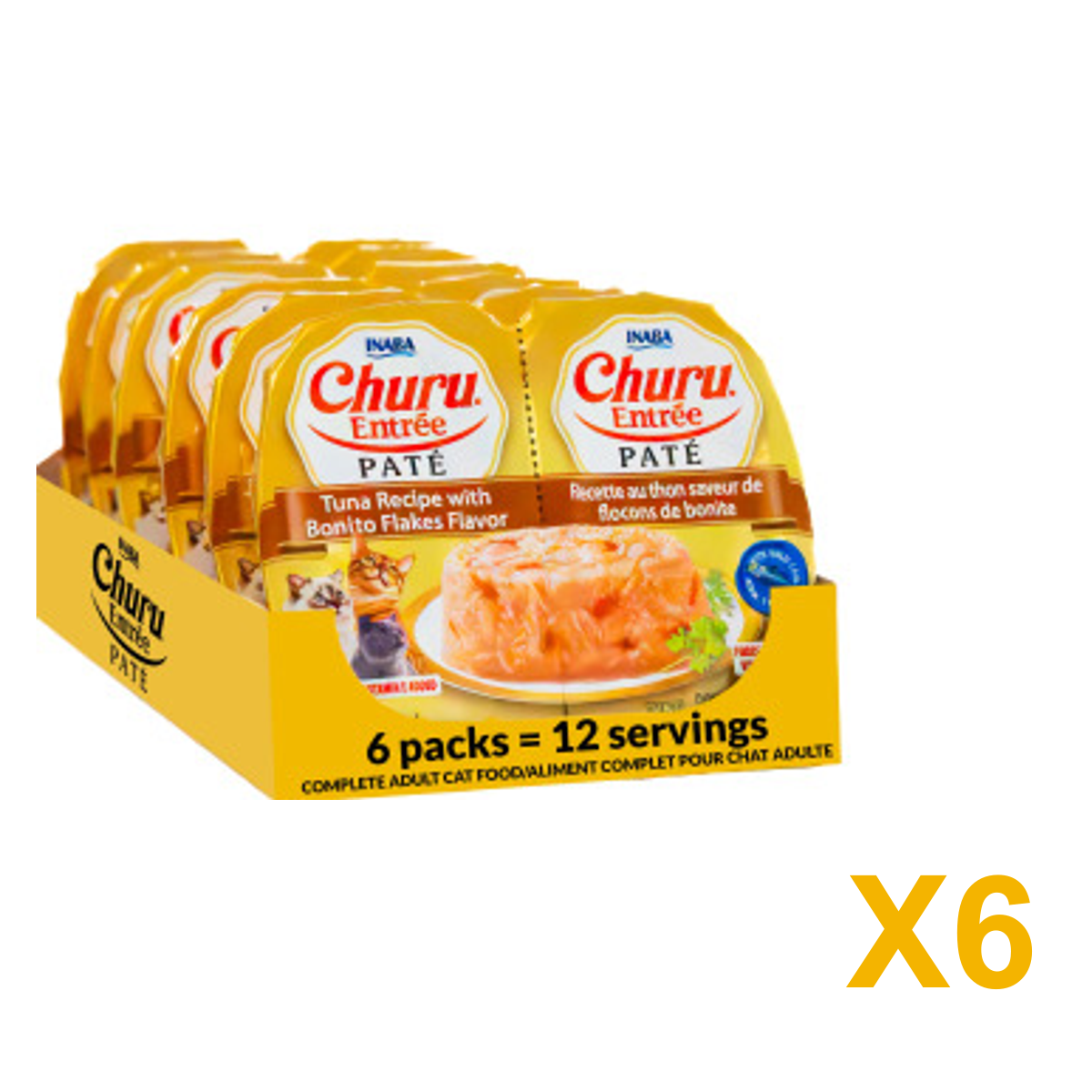 INABA INABA CAT Churu Entree Pate CUPS (Chicken & Bonito) 6 Pack (6 × 70 g) X6 quantity-marked product image
