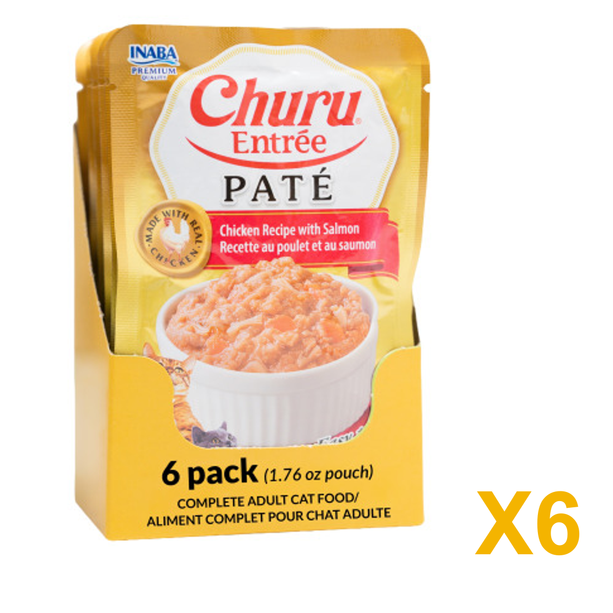 INABA INABA CAT Churu ENTREE PATE (Chicken & Salmon) 6 Pack (6 × 50 g) X6 quantity-marked product image