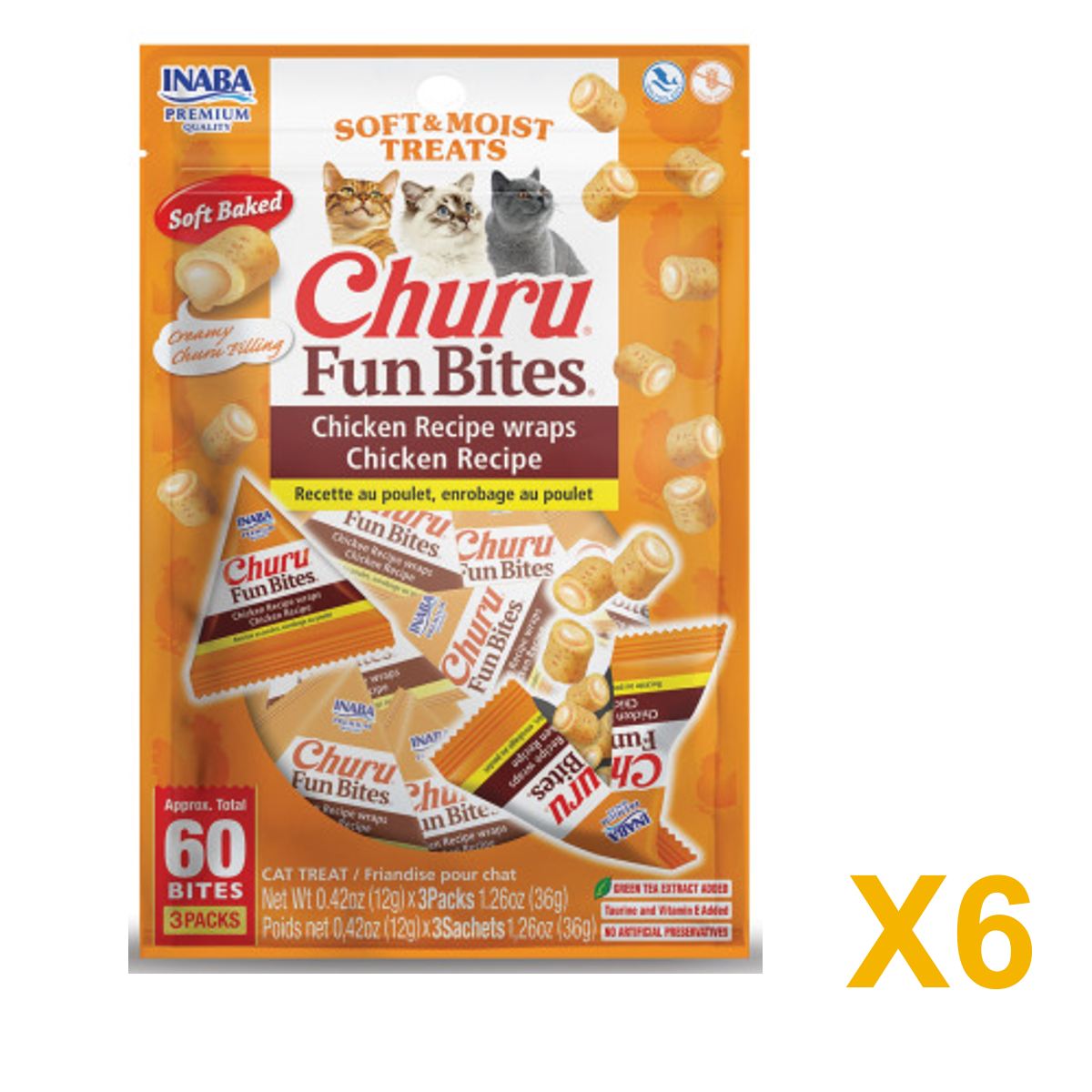 INABA INABA Cat FUN BITES (Chicken) 6 Pack (6 × 36 g) X6 quantity-marked product image