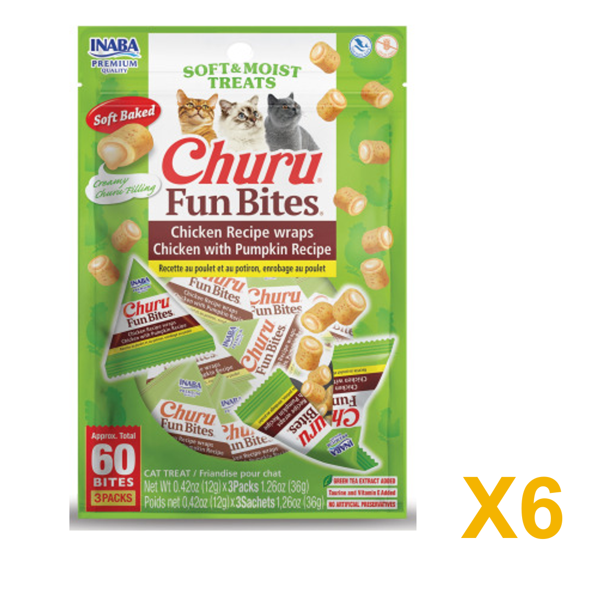 INABA INABA Cat FUN BITES (Tuna with Pumpkin) 6 Pack (6 × 36 g) X6 quantity-marked product image