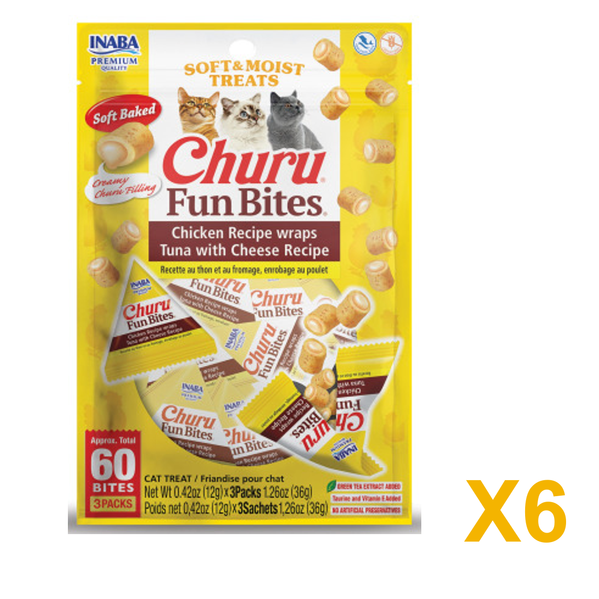 INABA INABA Cat FUN BITES (Tuna with Cheese) 6 Pack (6 × 36 g) X6 quantity-marked product image