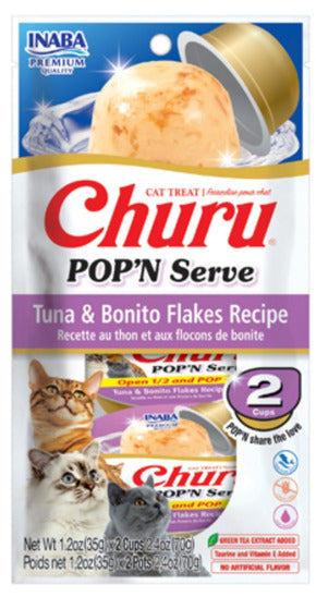 INABA INABA CAT Churu POP'N SERVE (Tuna & Bonito Flakes) 1 Pack (2 Cups) current Canpet package