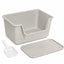 Minimalist gray 50 cm cat litter box with matching mat and one white scoop [Gallery: Minimalist Gray]