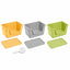 Three 50 cm anti-splash cat litter box sets with mats and one white scoop in cream yellow, gray, and green [Gallery: Shared]