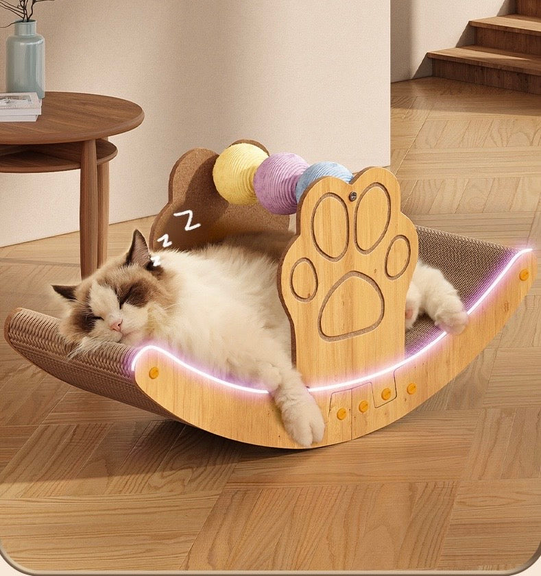 Boat Shaped Cat Scratcher, Multifunctional Rest Scratch Board for Cats and Dogs, Sisal Furniture Protector with Ball Toy, Indoor Pets Lounge Pad