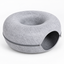 Donut felt cat tunnel bed light grey Grey L variant white background