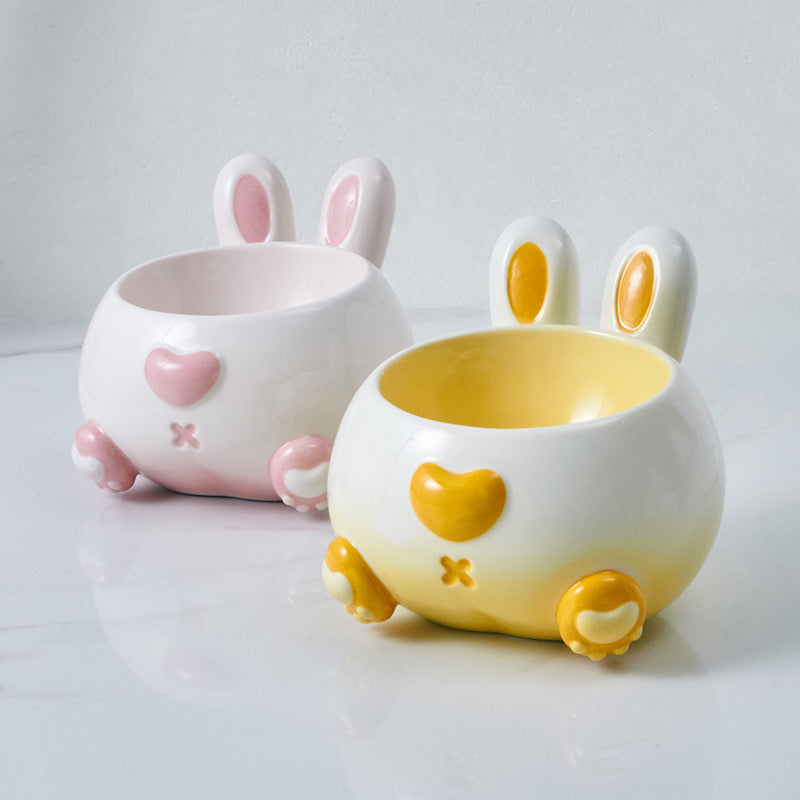 Curvy Bunny Butt Ceramic Pet Bowl with Long Ears