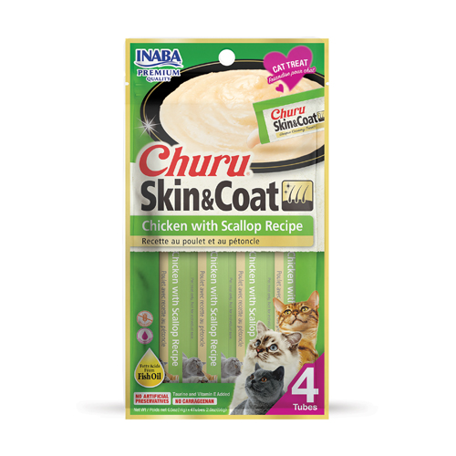 INABA Cat CHURU SKIN & COAT Chicken with Scallop Recipe