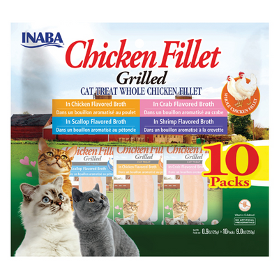 INABA Cat Grilled Fillets - Chicken Fillet Variety Pack（10packs）