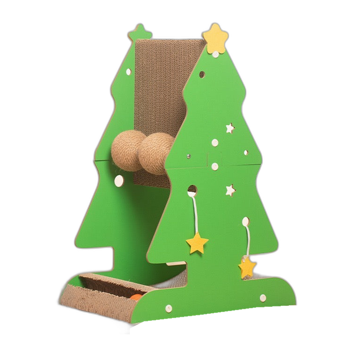 REVISED | Christmas Tree Cat Scratching Post with Sisal Balls | Pure white exact cutout 2026-09-10 [Gallery: Comparison]