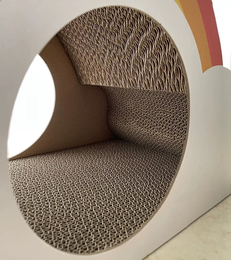 Rainbow Cat Scratcher Cardboard 2-in-1 Multifunctional Cat Scratcher Lounge Bed Cat Scratching Pad for Indoor Cats as Furniture Protector Cat Training Toy