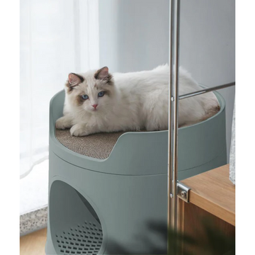 MAYITWILL CAT CASTLE SEMI CLOSED LITTER BOX - MORANDI GREEN product image 2