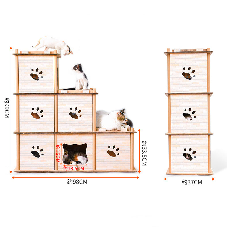 Deku - Three Ladder DIY Carton Cat House Cat Scratch Board