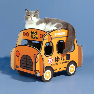 Tinypet Double Layer Scratching Board - School Bus