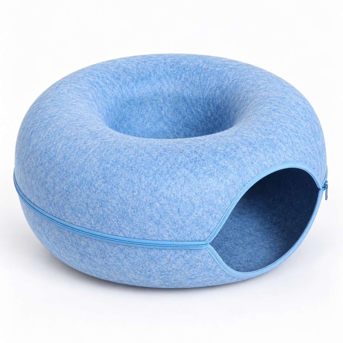 Donut felt cat tunnel bed blue Blue L variant white background