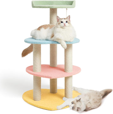 VETRESKA Cat Tree Cat Tower 38.6'' for Indoor Cats with Sisal Covered Scratching Posts and Sweetheart Shape Platform, Multi-…