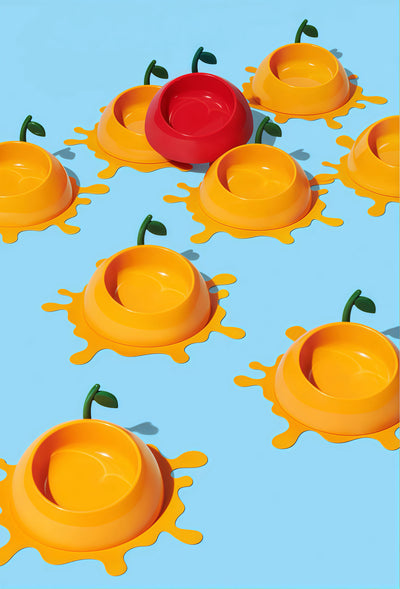 VETRESKA Cat Food Bowl Dog Water Feeding Bowl Dishes Non-Slip Mat Medium Small Dog Juicy Tangerine