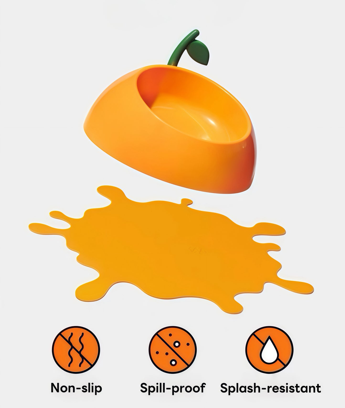 VETRESKA Cat Food Bowl Dog Water Feeding Bowl Dishes Non-Slip Mat Medium Small Dog Juicy Tangerine