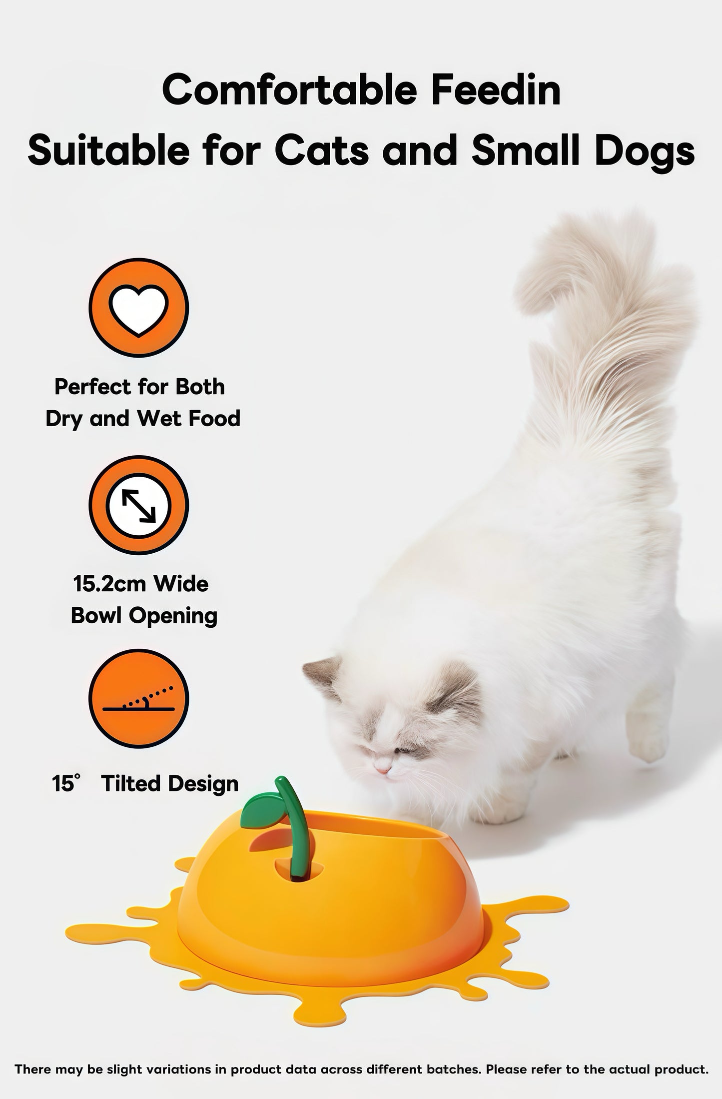 VETRESKA Cat Food Bowl Dog Water Feeding Bowl Dishes Non-Slip Mat Medium Small Dog Juicy Tangerine