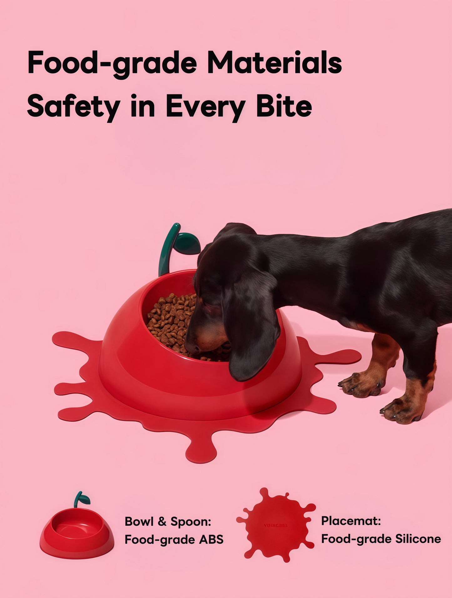 VETRESKA Cat Food Bowl Dog Water Feeding Bowl Dishes Non-Slip Mat Medium Small Dog Juicy Tangerine