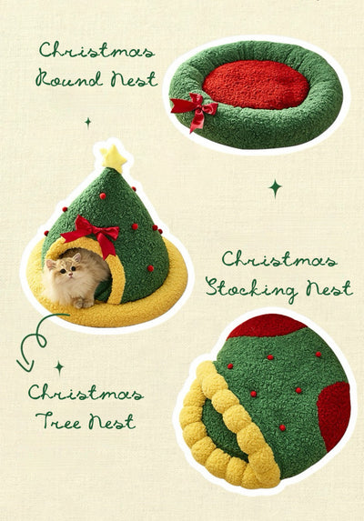 Christmas Pet Nest, Warm Winter Bed for Pets