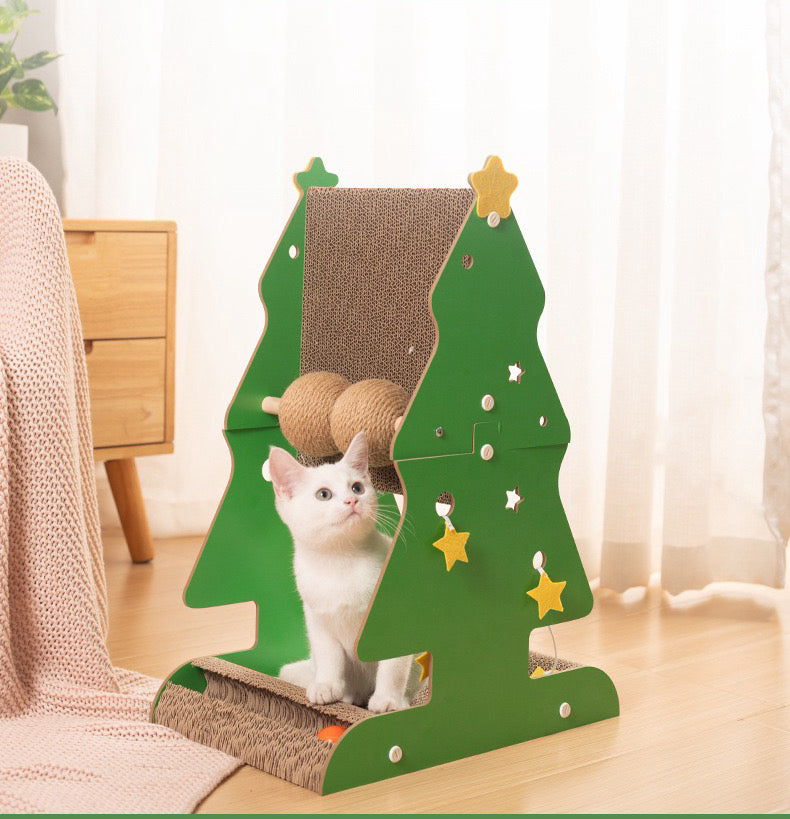 Cat Scratcher Kitten Scratching Post, Xmas Tree Pet Toy with Balls Climbing Frame, Cat Scratching Post for Adults Large Cats
