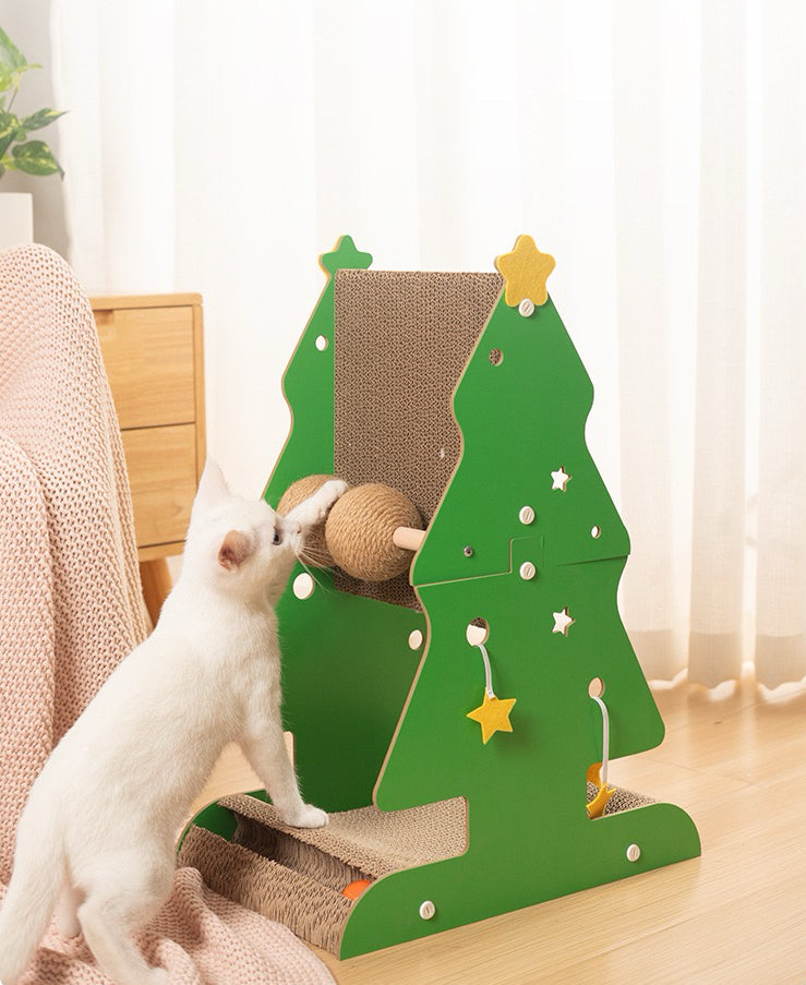 Cat Scratcher Kitten Scratching Post, Xmas Tree Pet Toy with Balls Climbing Frame, Cat Scratching Post for Adults Large Cats