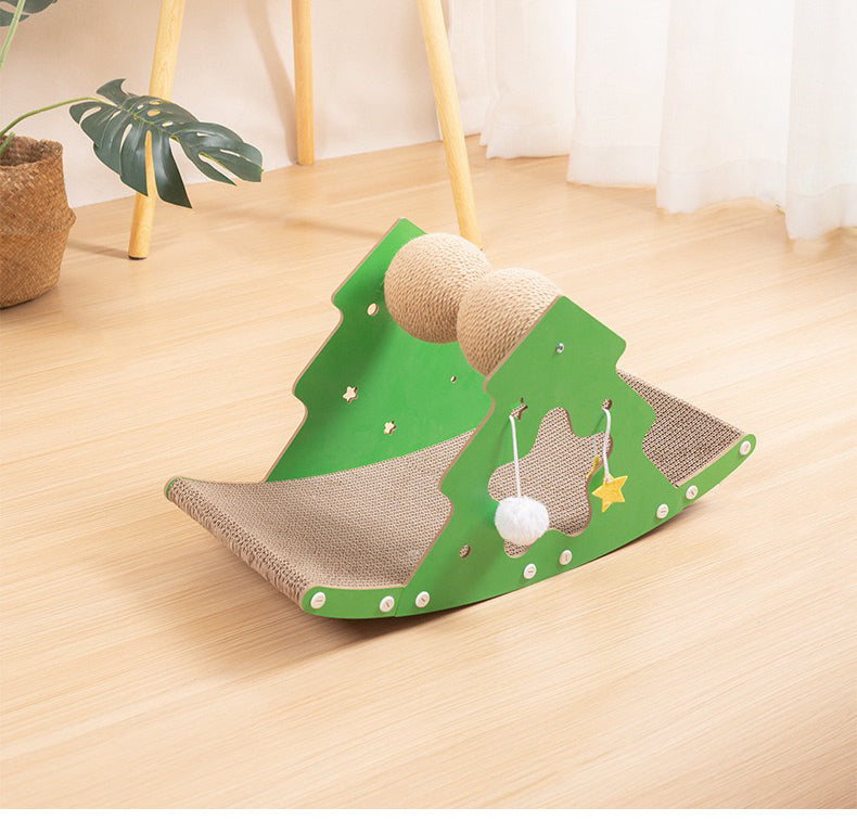 Cat Scratcher Mat | Scratcher Lounge with Wooden Shaking Base | Christmas Tree Design Cat Anti Scratch for Furniture Cat Sleeping Mat Cat Scratch Furniture Protector, Furniture Protection