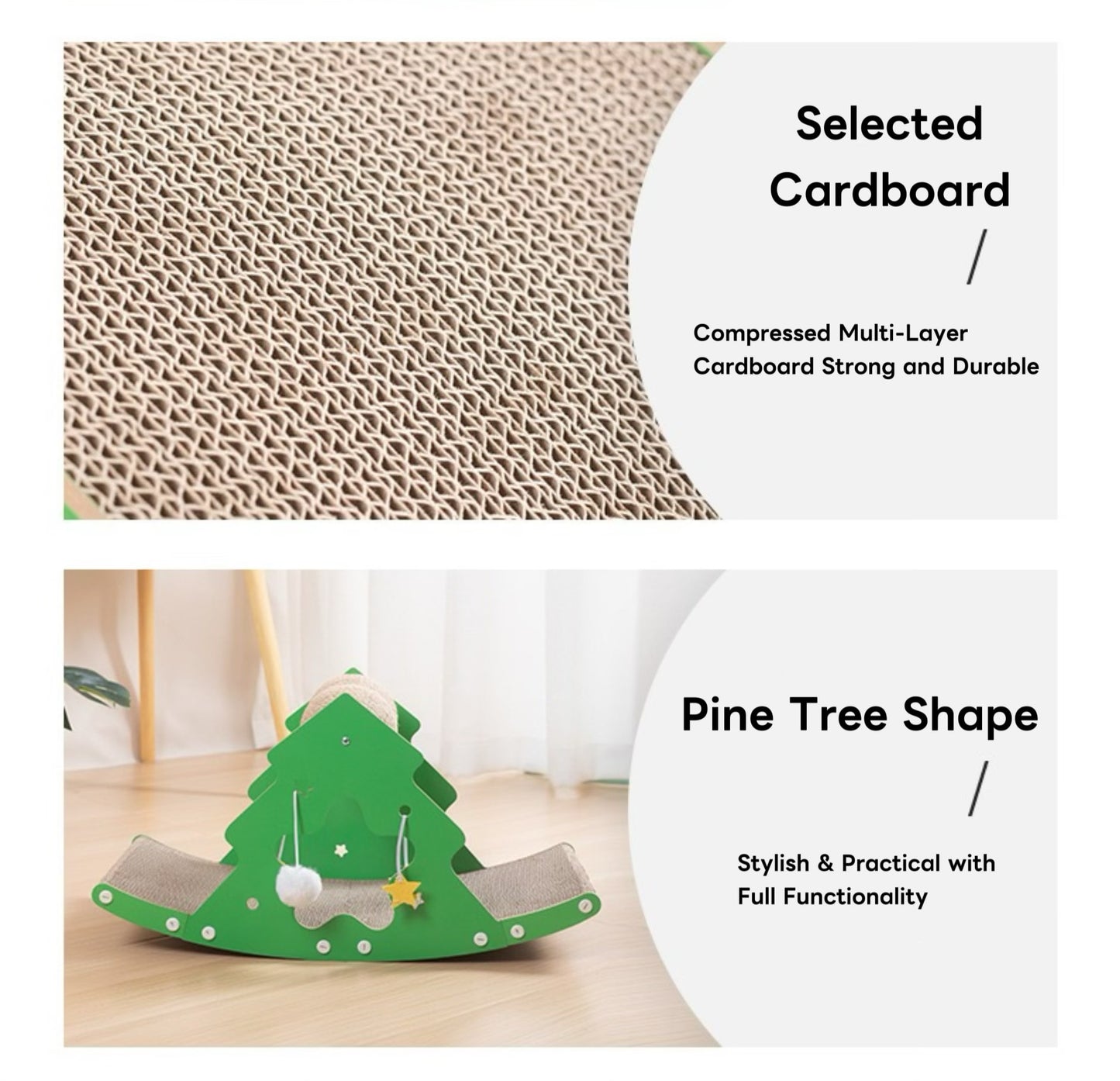 Cat Scratcher Mat | Scratcher Lounge with Wooden Shaking Base | Christmas Tree Design Cat Anti Scratch for Furniture Cat Sleeping Mat Cat Scratch Furniture Protector, Furniture Protection