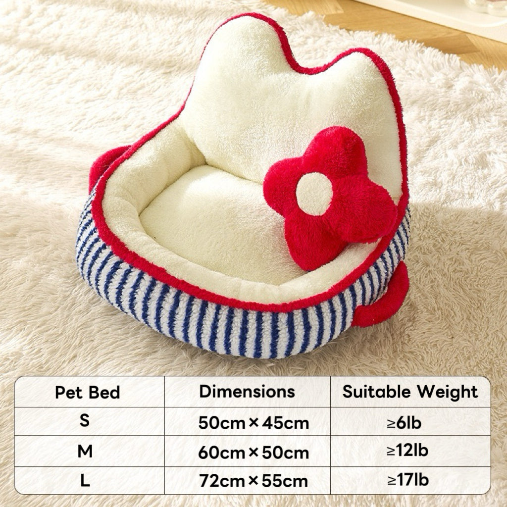 Indoor Cat Bed Warm Soft Comfortable Cute Design Washable Plush Pet Bed Dog Calming Bed Indoor Cat Bed Indoor Pet Bed Washable Dog Bed for Autumn Winter