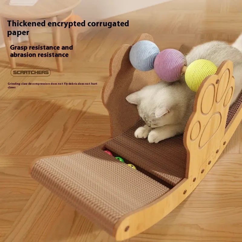 Boat Shaped Cat Scratcher, Multifunctional Rest Scratch Board for Cats and Dogs, Sisal Furniture Protector with Ball Toy, Indoor Pets Lounge Pad