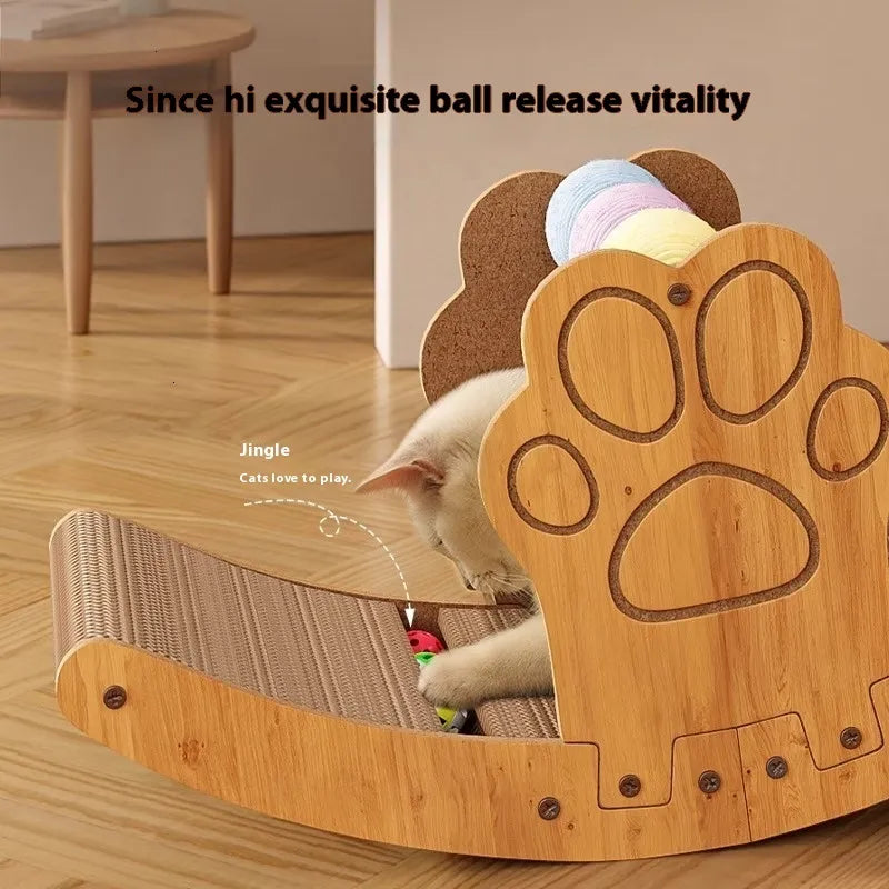 Boat Shaped Cat Scratcher, Multifunctional Rest Scratch Board for Cats and Dogs, Sisal Furniture Protector with Ball Toy, Indoor Pets Lounge Pad