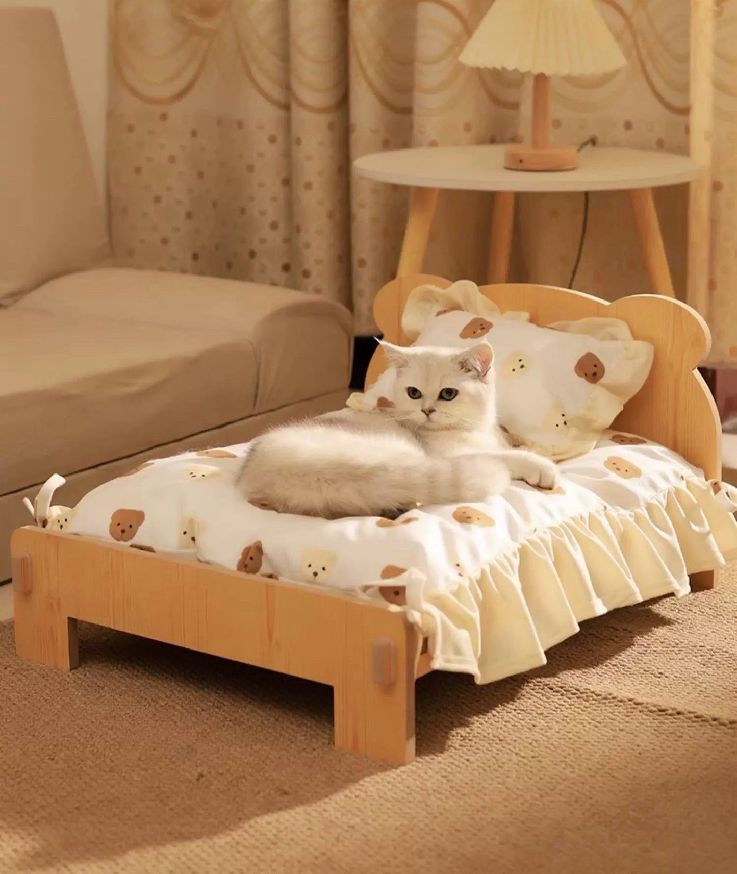 Customized Wooden Pet Bed Personalized Sleeping Habitat for Cat Dog or Rabbit