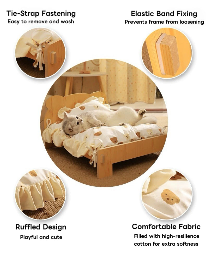 Customized Wooden Pet Bed Personalized Sleeping Habitat for Cat Dog or Rabbit