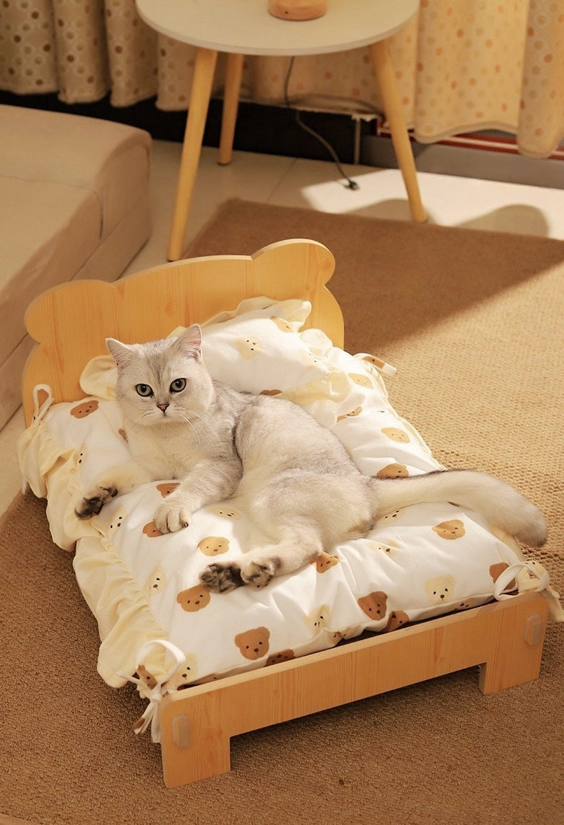 Customized Wooden Pet Bed Personalized Sleeping Habitat for Cat Dog or Rabbit