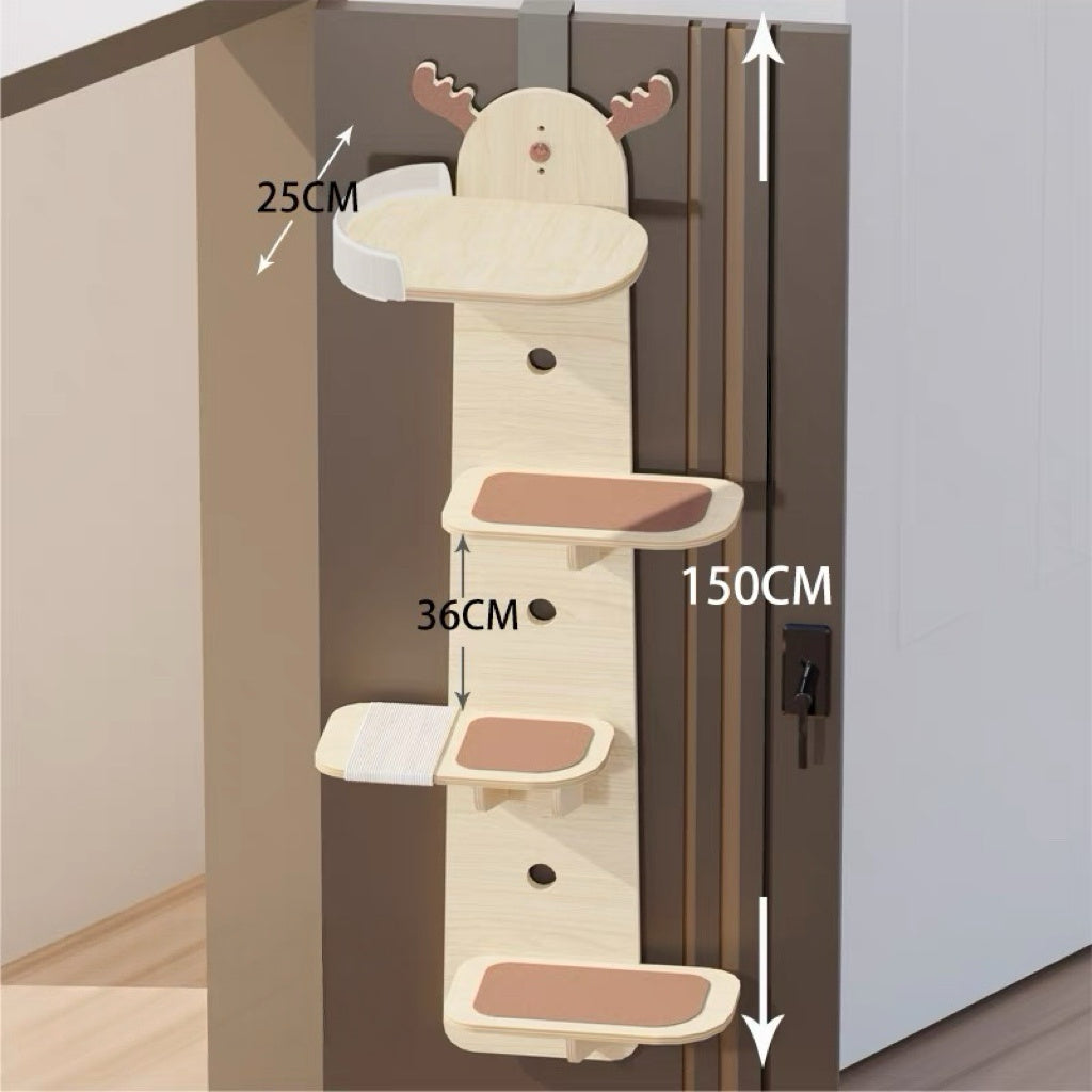 4-Levels Door Hanging Cat Climber Tree,Vertical Cat Tower for Door Mounted Cat Tree, Easily Hangs on Any Door for Endless Feline Fun (59" Hx14”W)