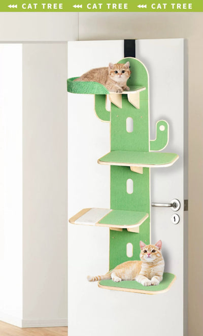 Cactus-Shaped Multi-Level Wooden Hanging Cat Tree