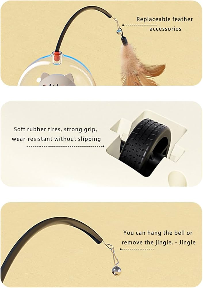 Automatic Rotating Cat Toy ABS Electronic Component Annoying Relief Intelligent Random Move to Chase