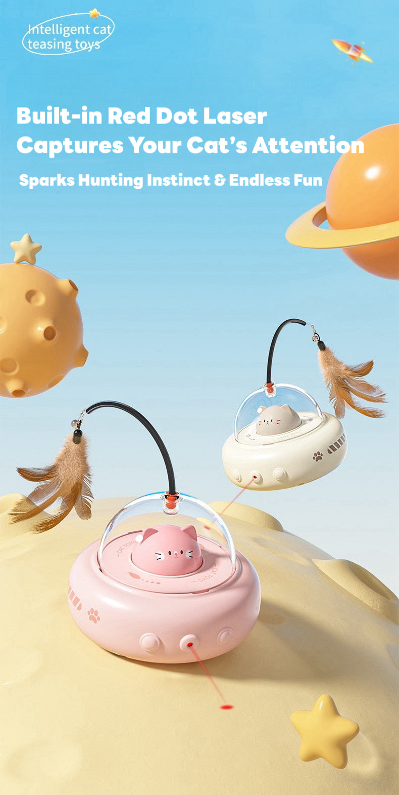 Automatic Rotating Cat Toy ABS Electronic Component Annoying Relief Intelligent Random Move to Chase