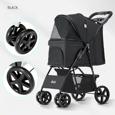 Pet Strollers Pet Jogging Sports Strolling Cart with Comfort Rubber Wheels Zipper-Less Entry 1-Hand Quick Fold for Small Medium Dogs Cats and Pets