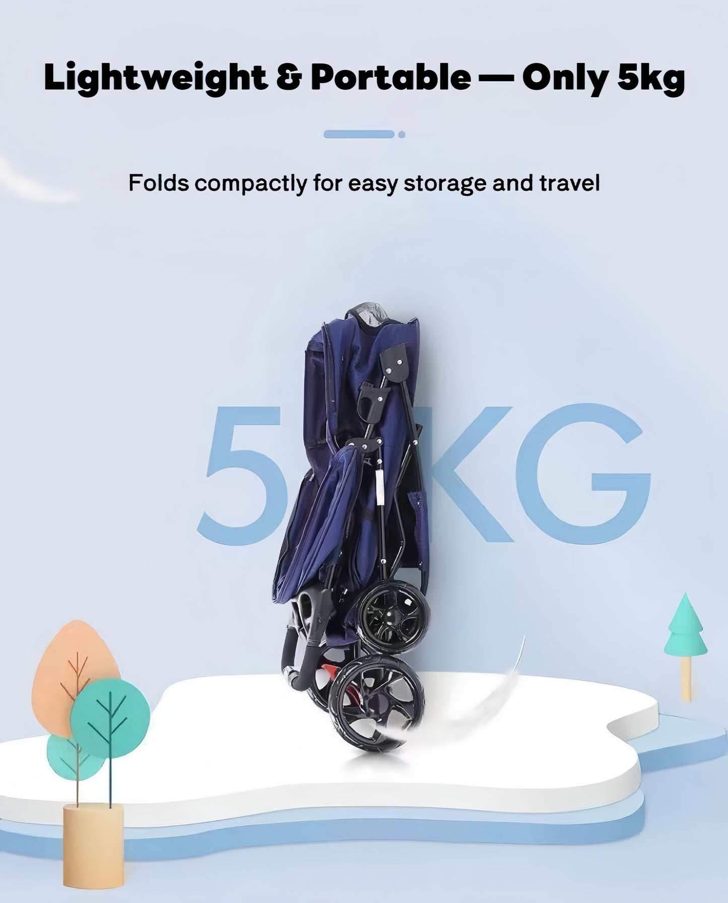 Pet Strollers Pet Jogging Sports Strolling Cart with Comfort Rubber Wheels Zipper-Less Entry 1-Hand Quick Fold for Small Medium Dogs Cats and Pets