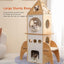 PAWZ Road Cat Tree Rocket, Wood Cat Tower Multilevel for Indoor Cats, Cat Furniture [54"=138 CM] with 3 Condos, Dangling Balls, Cosy Perch