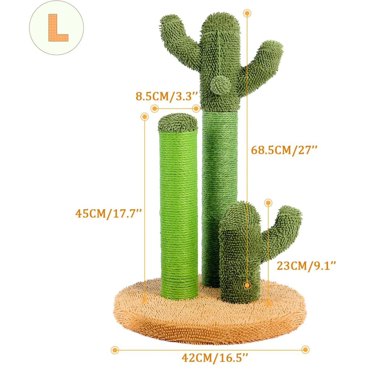 PAWZ Road Cat Scratching Post Cactus Cat Scratcher Featuring with 3 Scratching Posts and Dangling Ball