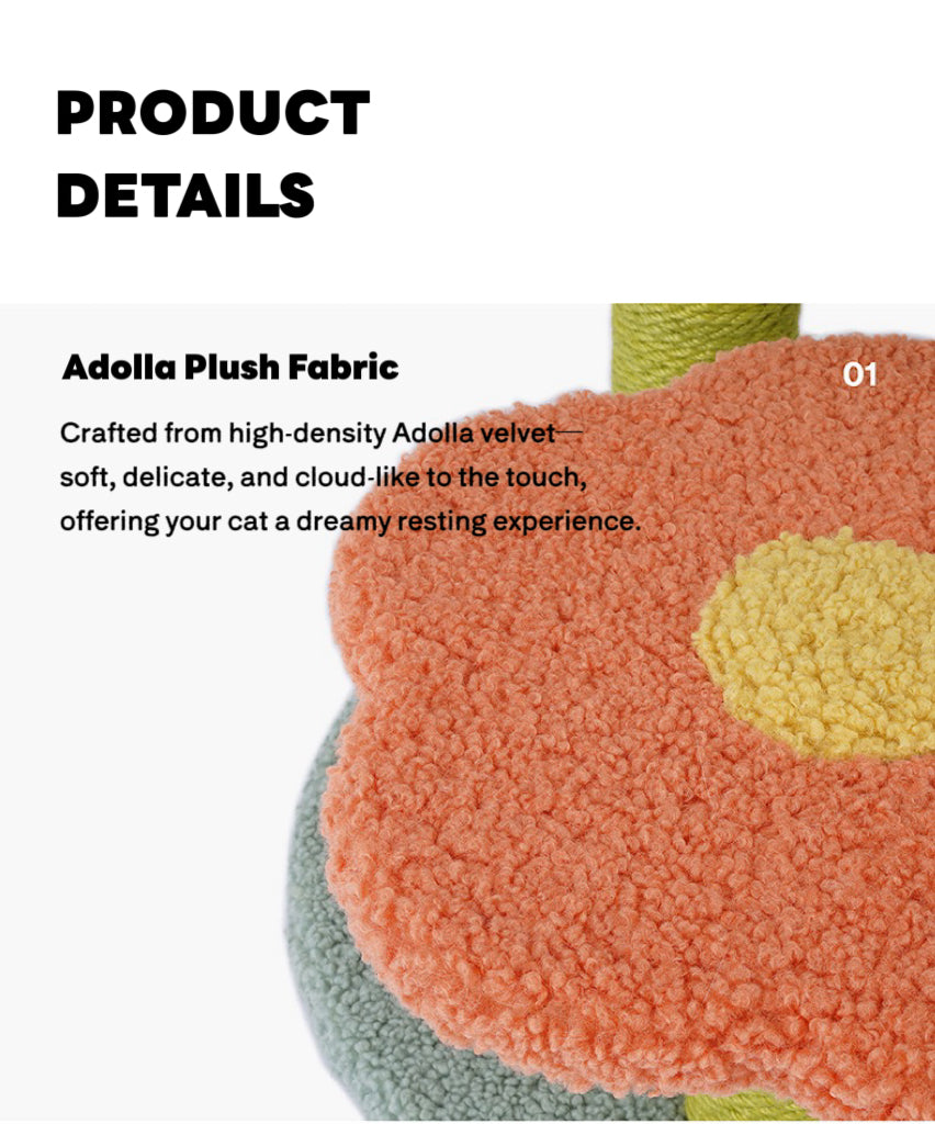 ZEZE Adora Cat Tre Play Colorful Cat Tree, Flower-Shaped Observation Deck, Multi-Level Cat Condo with Hammock and Scratching Posts for Cats Rest