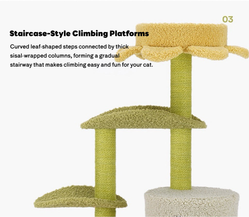 ZEZE Adora Cat Tre Play Colorful Cat Tree, Flower-Shaped Observation Deck, Multi-Level Cat Condo with Hammock and Scratching Posts for Cats Rest
