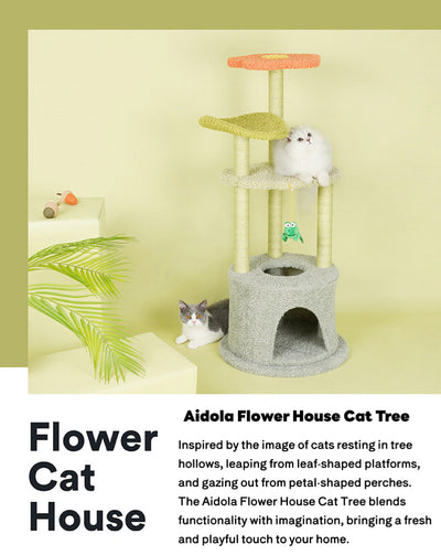 ZEZE Aidola Flower House Cat Tree Lotus Leaf Cat Tree Cat Tower Indoor,Scratching Post Jumping Toy Climbing Frame Integrated Multifunctional Apartment,for All Cats
