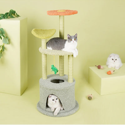 ZEZE Aidola Flower House Cat Tree Lotus Leaf Cat Tree Cat Tower Indoor,Scratching Post Jumping Toy Climbing Frame Integrated Multifunctional Apartment,for All Cats