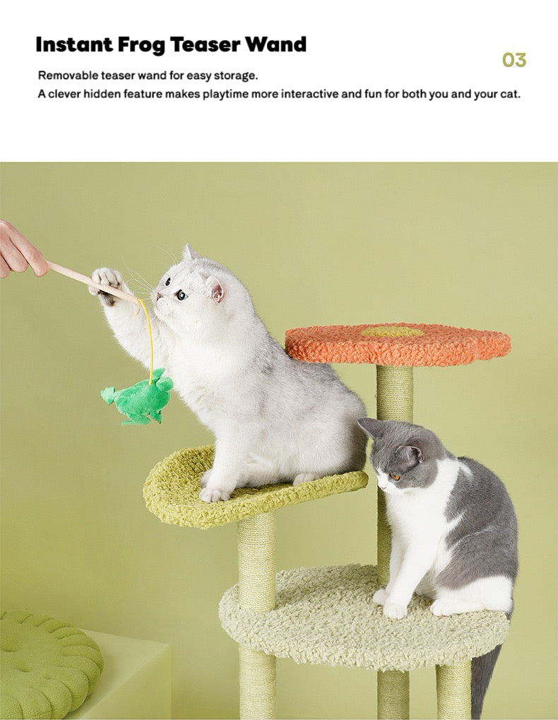 ZEZE Aidola Flower House Cat Tree Lotus Leaf Cat Tree Cat Tower Indoor,Scratching Post Jumping Toy Climbing Frame Integrated Multifunctional Apartment,for All Cats